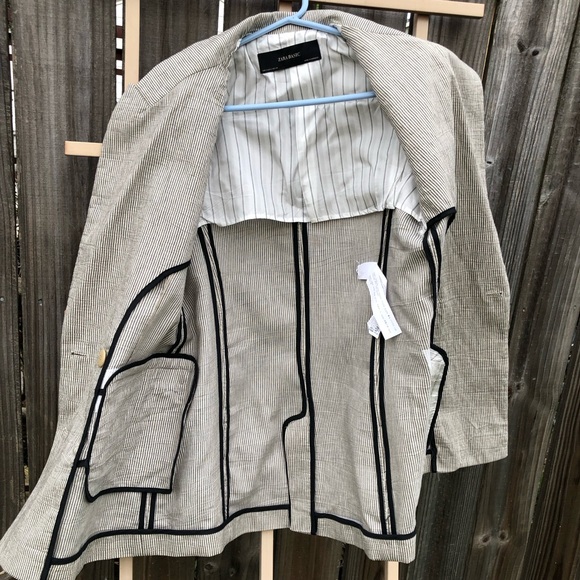 ZARA stripe blazer double breasted detail button blazer S - Picture 4 of 11